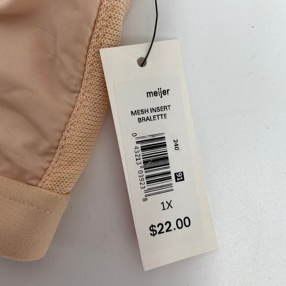 Blake & Co. Bralette Size 1X Beige Unlined Wire Free Mesh Insert Comfort - Picture 5 of 9